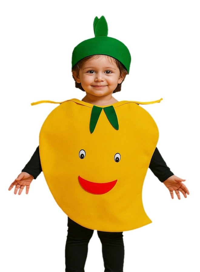 QuickBazaar Fruits & Vegetable Cutout Costume for Kids/Apple, Mango, Banana, Carrot, Brinjal, Tomato, Watermelon & More/Perfect for Fancy Dress Costume & Stage Shows (Mango Cutout, 3-4 Years) - Image 1